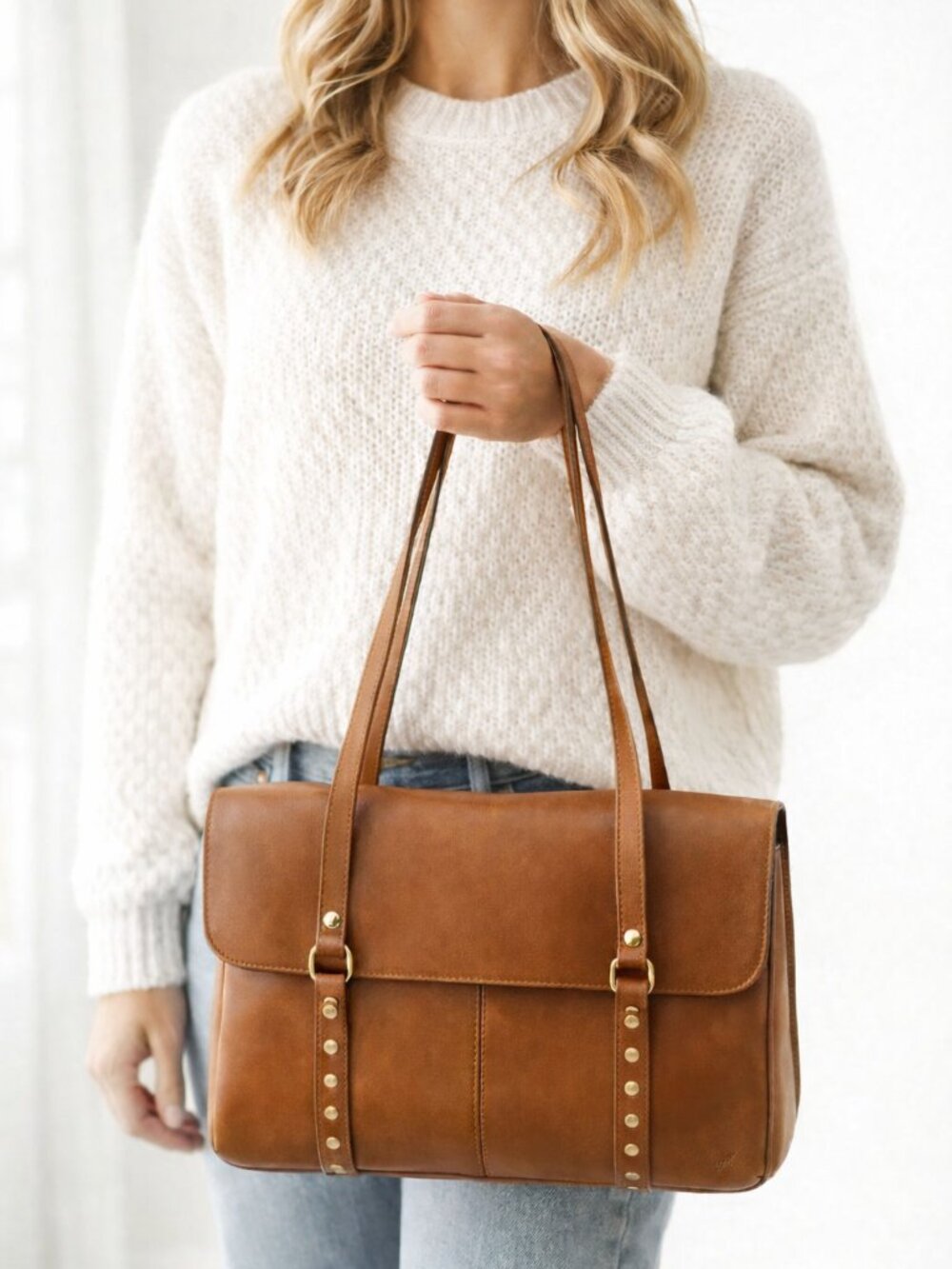 PATRICIA NASH Tan Heritage Leather Amersham Multi Pocket Messenger Bag